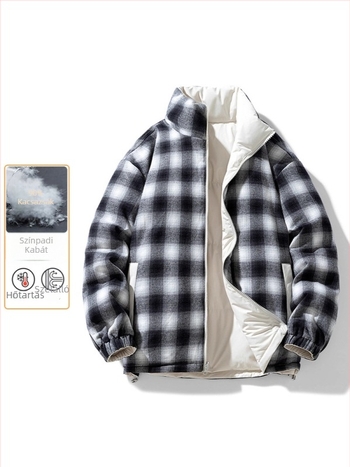 Férfi visszafordítható pehelykabát, amerikai stílus, téli vastag meleg, 86–90% kacsa tolltartalom, közepes hosszúság