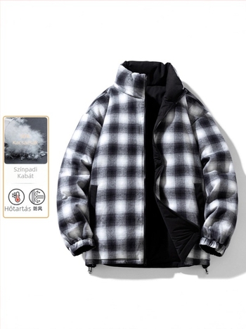 Férfi visszafordítható pehelykabát, amerikai stílus, téli vastag meleg, 86–90% kacsa tolltartalom, közepes hosszúság