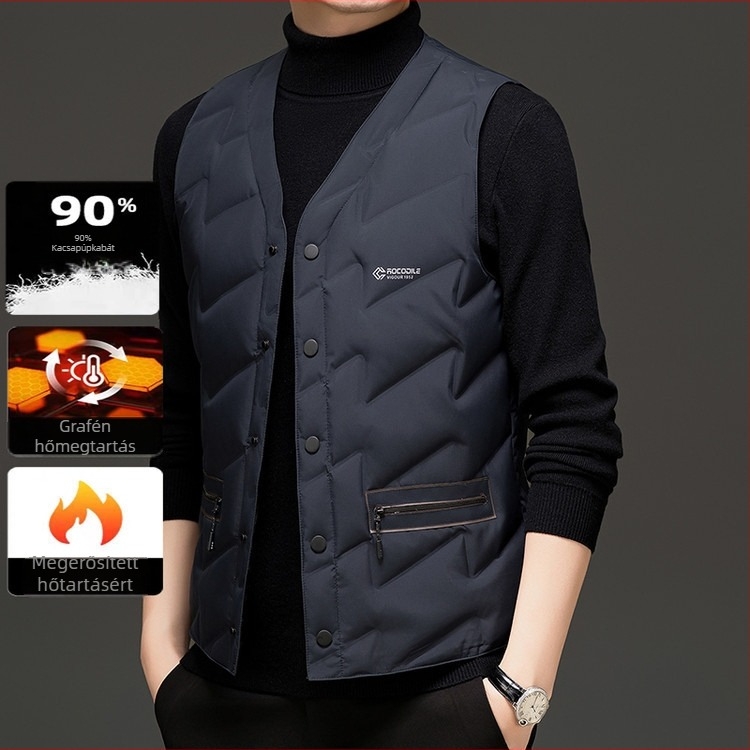 Férfi kapucnis pehelykabát, hosszú fazon, corduroy külső, 100% libapelyhes töltés, enyhe hideg elleni védelem (-5°C–0°C)