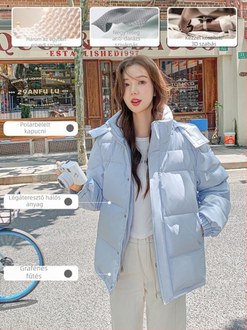 Libamellás télikabát, vastagított, kapucnis, rövid szabású, chenille-spandex anyag