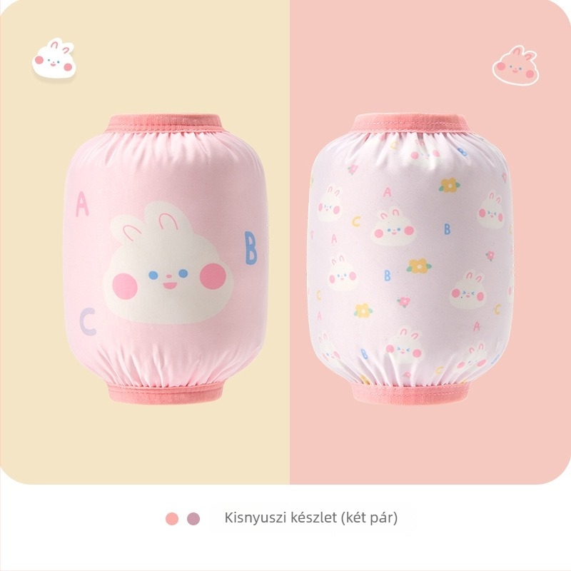 Gyerekeknek szánt vízálló ujjvédők karvédőkkel, karikatúra mintával, nylon anyag, koreai stílus, 1–8 éveseknek, két pár