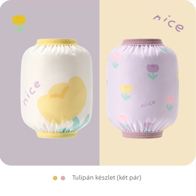 Gyerekeknek szánt vízálló ujjvédők karvédőkkel, karikatúra mintával, nylon anyag, koreai stílus, 1–8 éveseknek, két pár