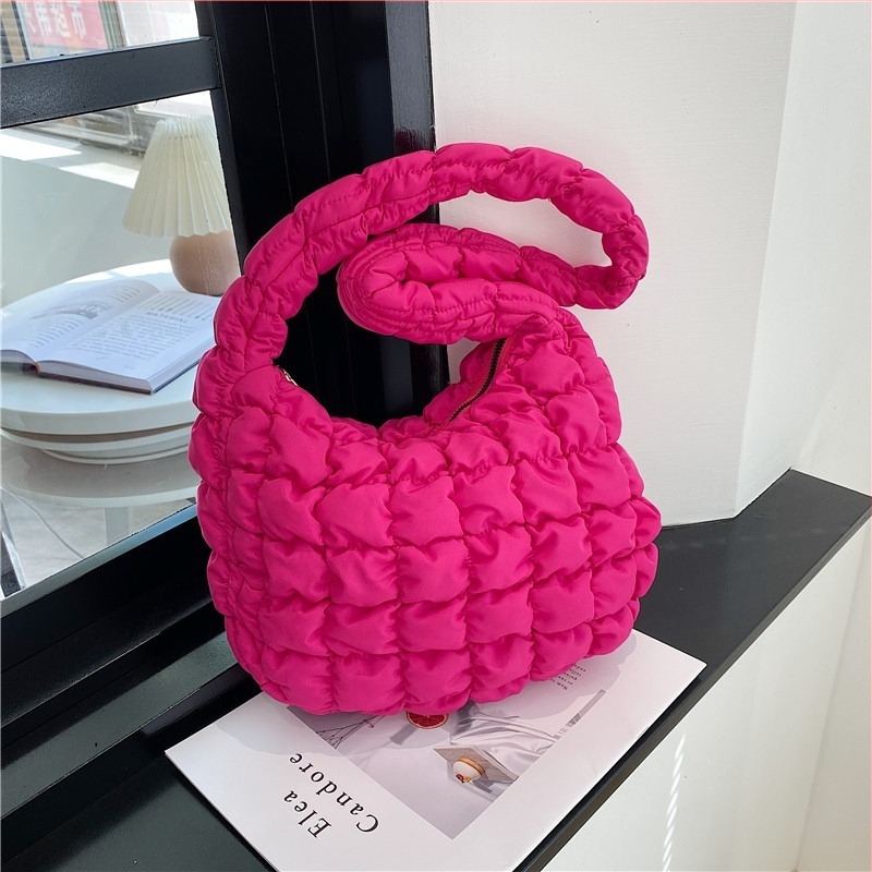 Utcai stílusú alkar táska, nylonból, Cloud Pack trend, dumpling formájú, cipzáras záródás
