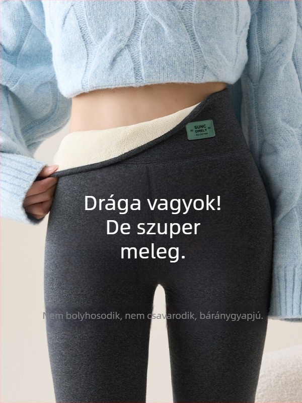 Női fleece-betétes termo nadrág, extrém vastag, poliészter anyag, őszre– télre, szűk szabású