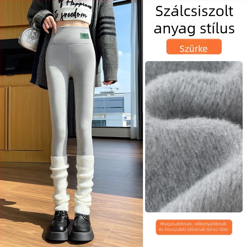 Női fleece-betétes termo nadrág, extrém vastag, poliészter anyag, őszre– télre, szűk szabású