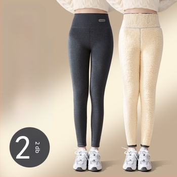 Női vastag fleece belsővel ellátott leggings őszi-téli időszakra, magas derék, szűk fazon, meleg, plusz méret