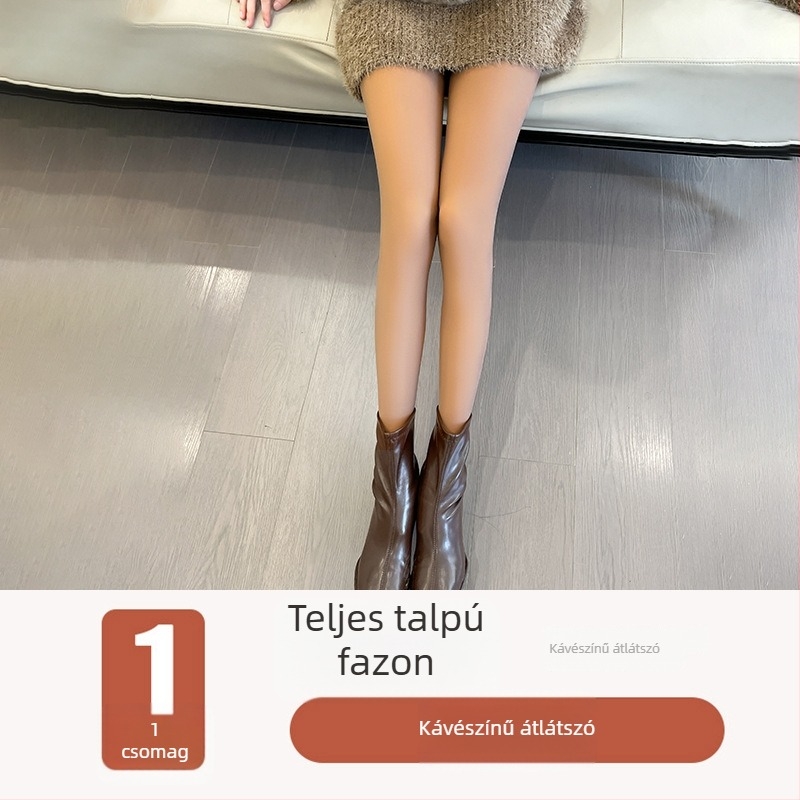 Női fleecesző harisnya belső melegítéssel, szürke árnyalatban — egyrészes leggings télre, tavaszra és őszre