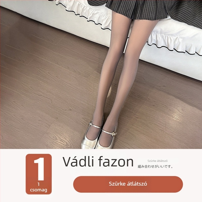 Női fleecesző harisnya belső melegítéssel, szürke árnyalatban — egyrészes leggings télre, tavaszra és őszre