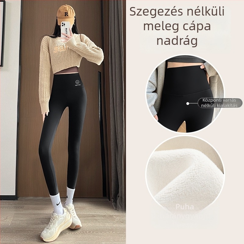 Női fleece-lével bélelt Shark-stílusú szűk nadrágok, vastag és meleg, 9/10 hossz, ősz 2025