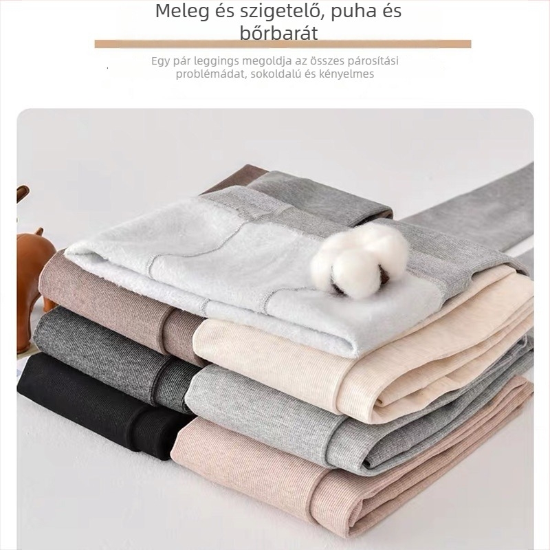 Női sötétszürke bordázott pamut fleece-béléssel harisnyanadrág