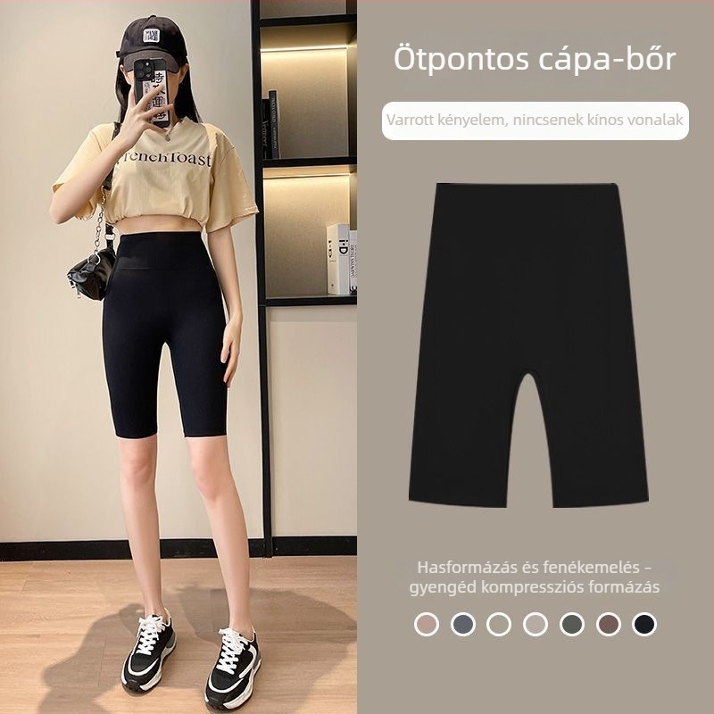 Női capri hosszúságú jóga nadrág – kiváló rugalmasság, varrás nélküli derék, magas derék, formázó hatás a csípőn és a hason
