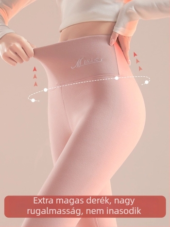 Női termo leggings magas derék, vastag és meleg, poliészter-spandex keverék, 9/10 hossz, szoros fazon