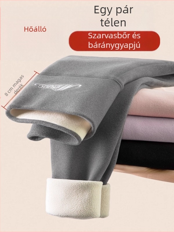 Női termo leggings magas derék, vastag és meleg, poliészter-spandex keverék, 9/10 hossz, szoros fazon