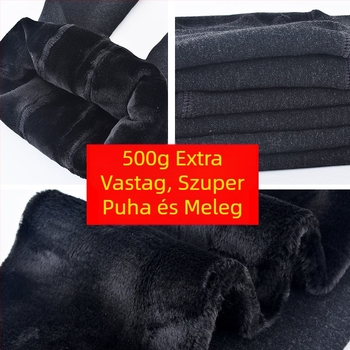 Téli magas derekú 500 g színes pamutnadrág fleece-béléssel, meleg és vastag női nadrág, nagy méretek