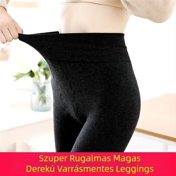 Téli magas derekú 500 g színes pamutnadrág fleece-béléssel, meleg és vastag női nadrág, nagy méretek