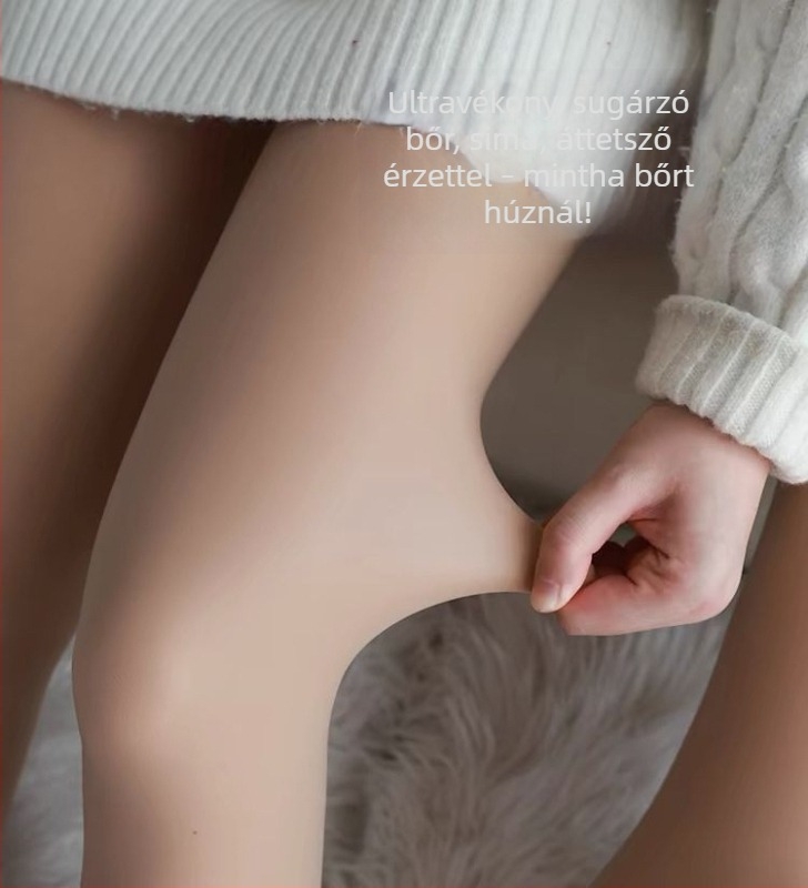 Női testszínű zoknis leggings belső fleece-el, őszi-téli, vastag anyag, 9/10 hossz, egyrészes dizájn