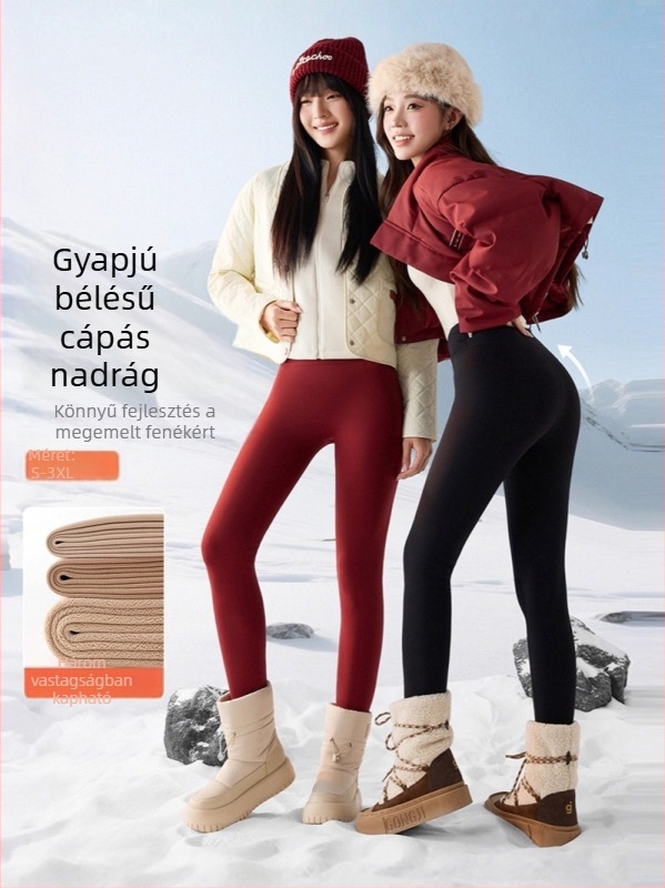 Női polár bélelt jóga leggings, magas derék, karcsú szabás, kis méretekhez