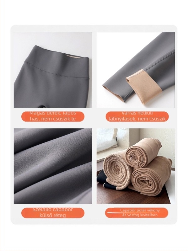 Női polár bélelt jóga leggings, magas derék, karcsú szabás, kis méretekhez
