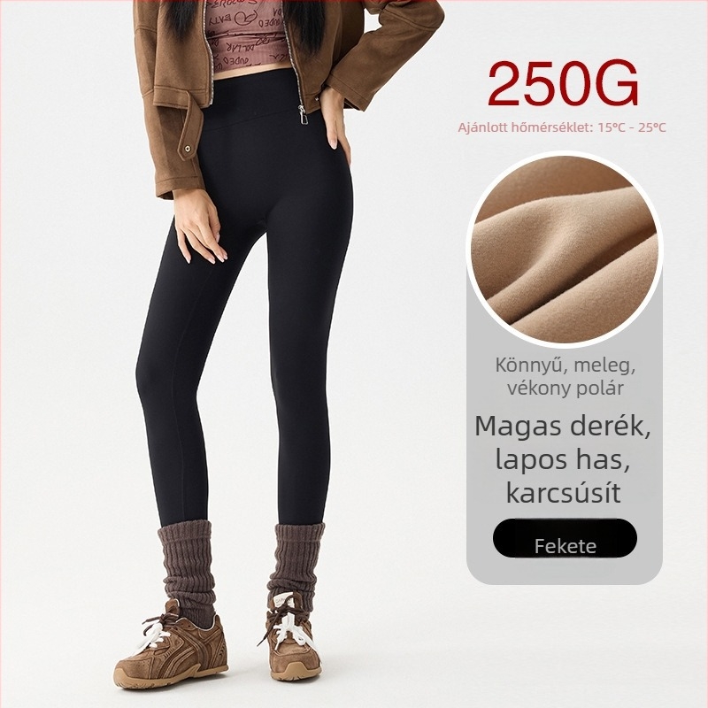 Női polár bélelt jóga leggings, magas derék, karcsú szabás, kis méretekhez