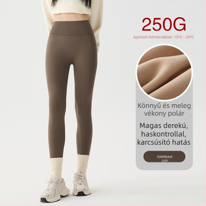 Női polár bélelt jóga leggings, magas derék, karcsú szabás, kis méretekhez