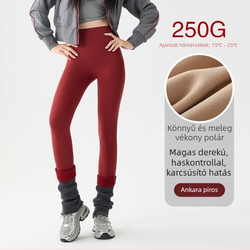 Női polár bélelt jóga leggings, magas derék, karcsú szabás, kis méretekhez