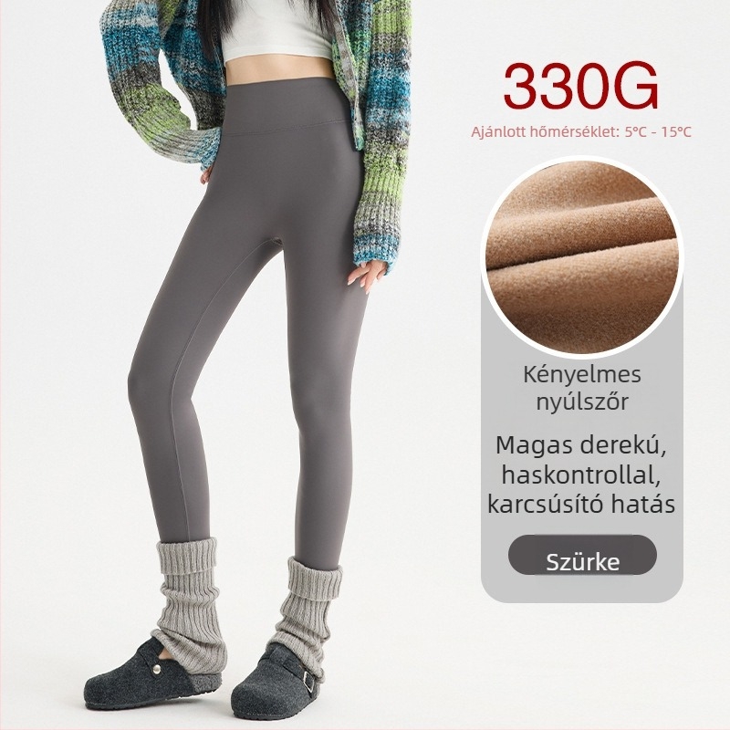 Női polár bélelt jóga leggings, magas derék, karcsú szabás, kis méretekhez