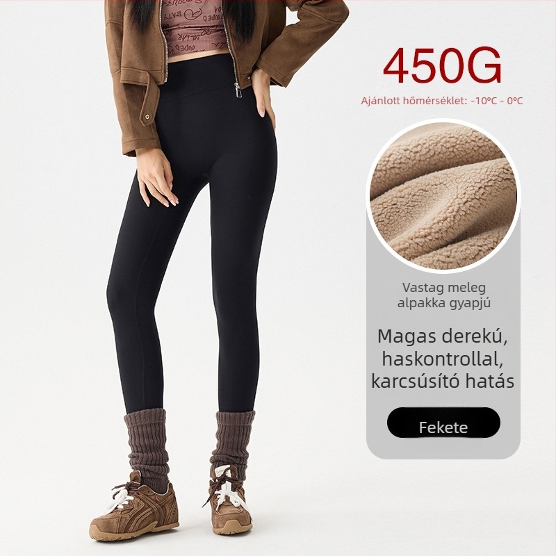 Női polár bélelt jóga leggings, magas derék, karcsú szabás, kis méretekhez