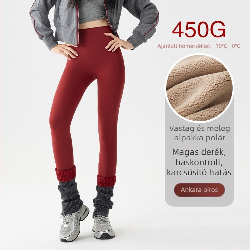 Női polár bélelt jóga leggings, magas derék, karcsú szabás, kis méretekhez