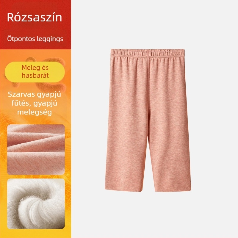 Női gyapjú-selyem leggings fleece béléses, meleg őszi–téli