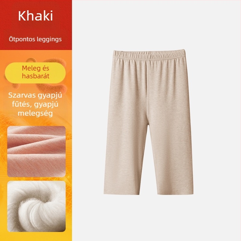 Női gyapjú-selyem leggings fleece béléses, meleg őszi–téli