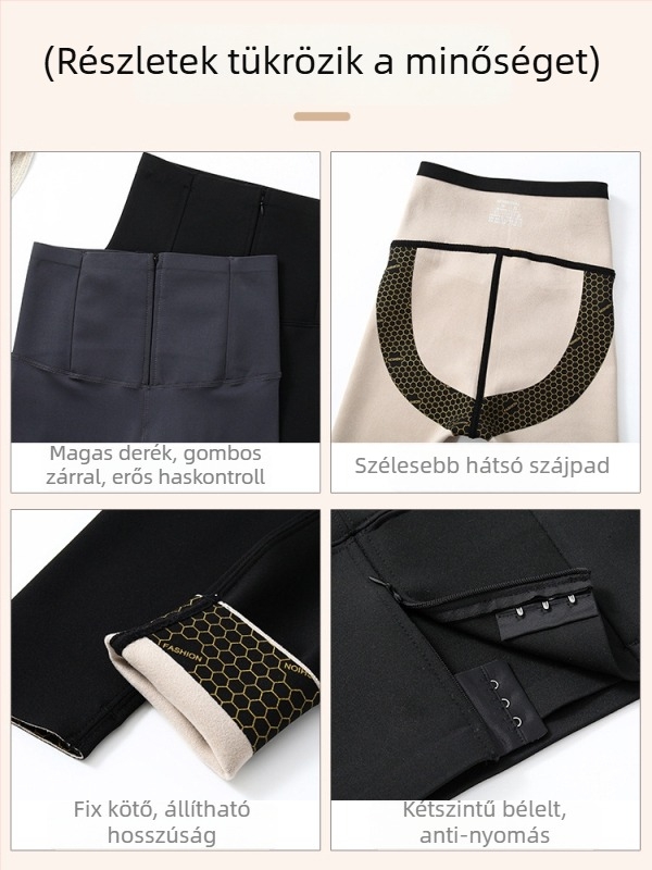 Női téli vastag, magas rugalmasságú harcsaszőr hatású leggings cipzárral, haskontrollal és fenékemeléssel, melegen