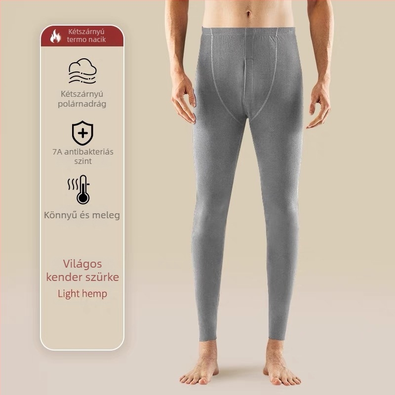 Férfi termikus alapréteg leggings, dupla rétegű bolyhos belsővel, varrat nélküli, poliészter anyagú, 18-40 éveseknek