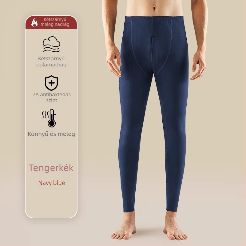 Férfi termikus alapréteg leggings, dupla rétegű bolyhos belsővel, varrat nélküli, poliészter anyagú, 18-40 éveseknek