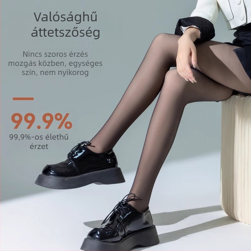 Nylonból készült fleece-bevonatú vastag harisnya külső viseletre, fekete és szürke