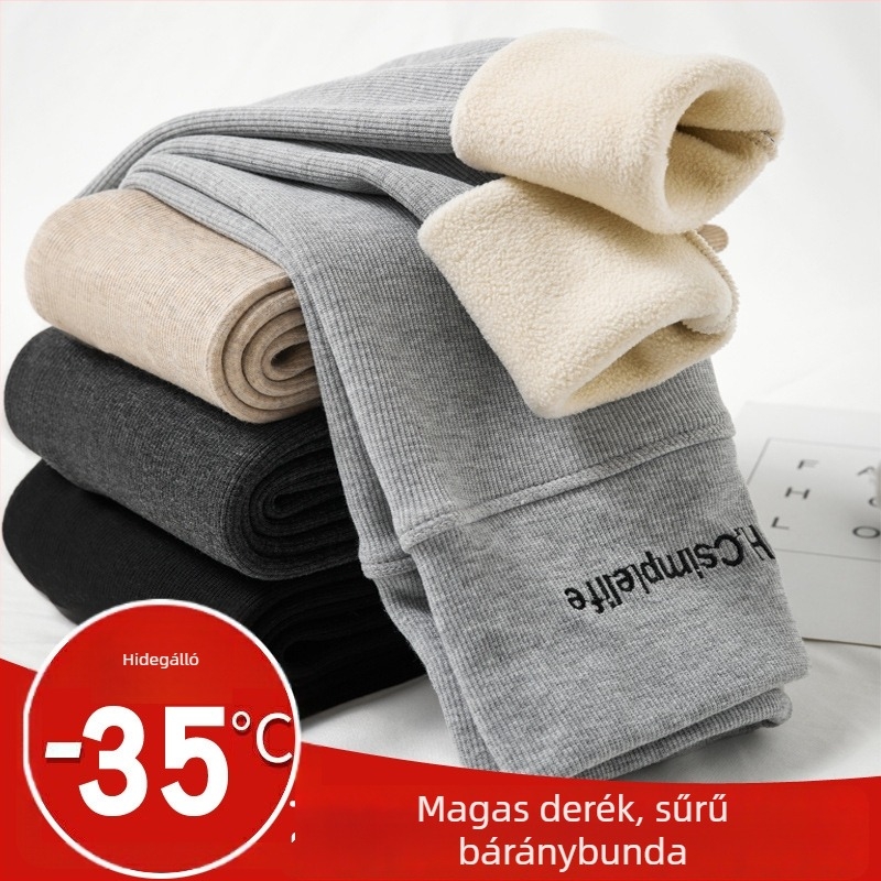 Női pamut leggings, cropped hossz, extrán vastag, magas elasztikusság, egyszínű, szűk fazon