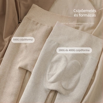 Női magas derekú pamut leggings fleece-béléssel, vastag, 3D csípőemelés, szürke
