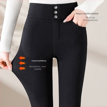 Nylon anyagú fleece-bevonású ceruza leggings nőknek, meleg, rugalmas és szoros illeszkedés, tél 2025