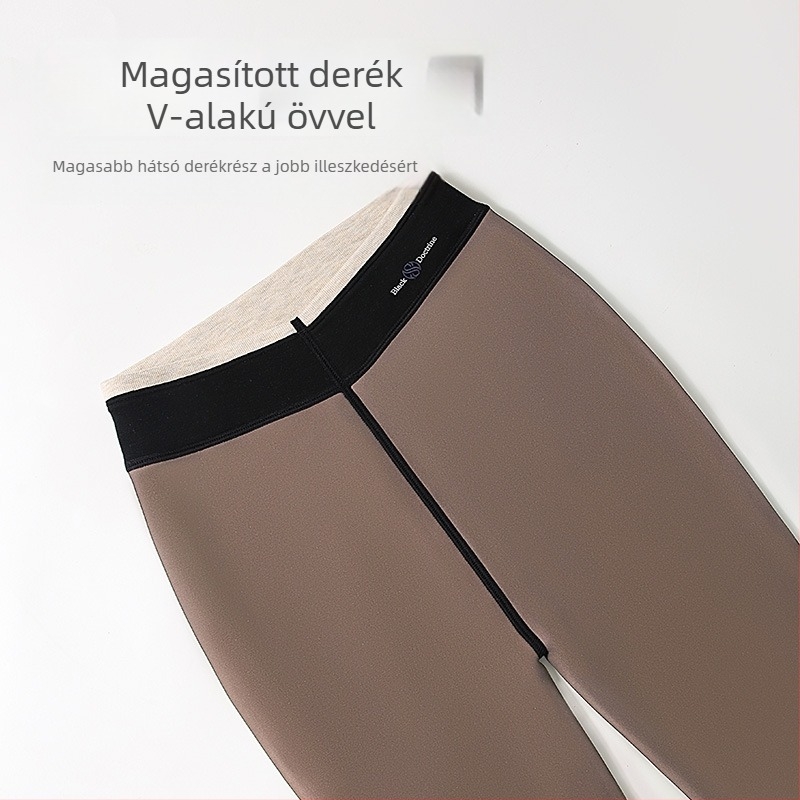 650 g fleece-bélésű vastag leggings alacsony termetű nőknek, nude színben, téli meleg, fenékemelő hatás