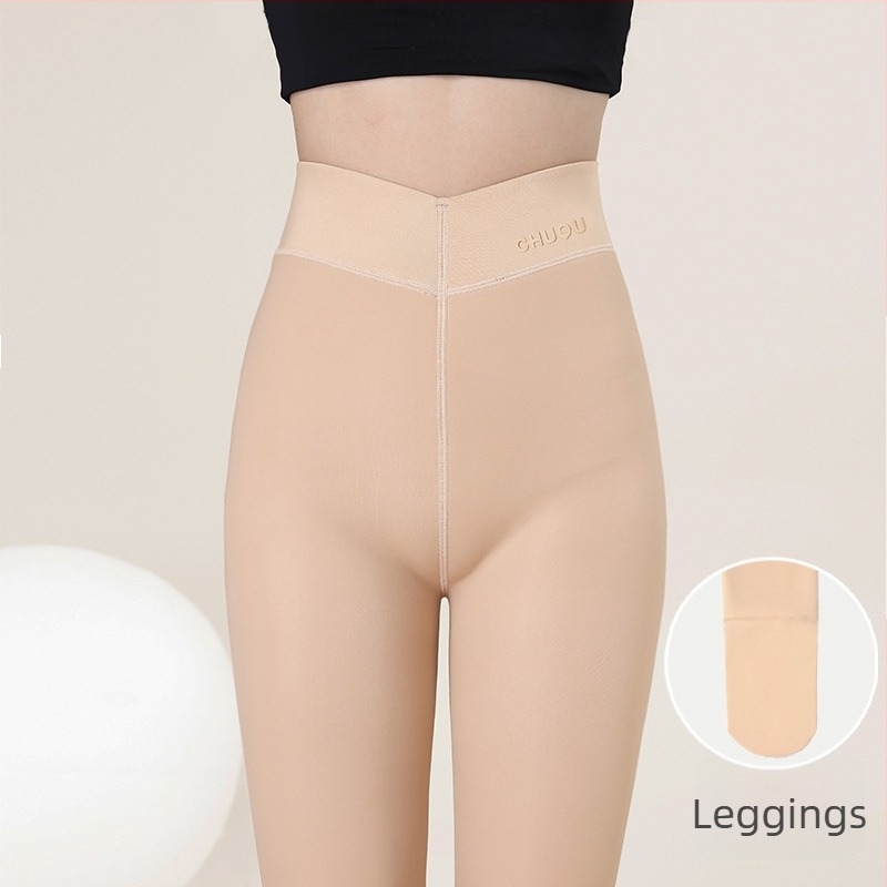 650 g fleece-bélésű vastag leggings alacsony termetű nőknek, nude színben, téli meleg, fenékemelő hatás