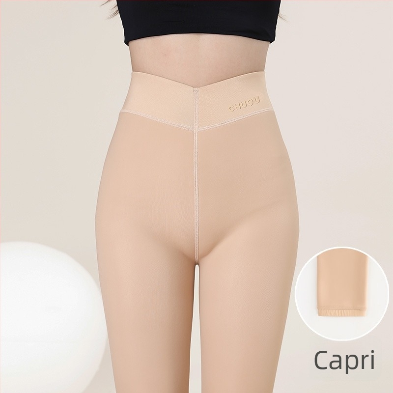 650 g fleece-bélésű vastag leggings alacsony termetű nőknek, nude színben, téli meleg, fenékemelő hatás