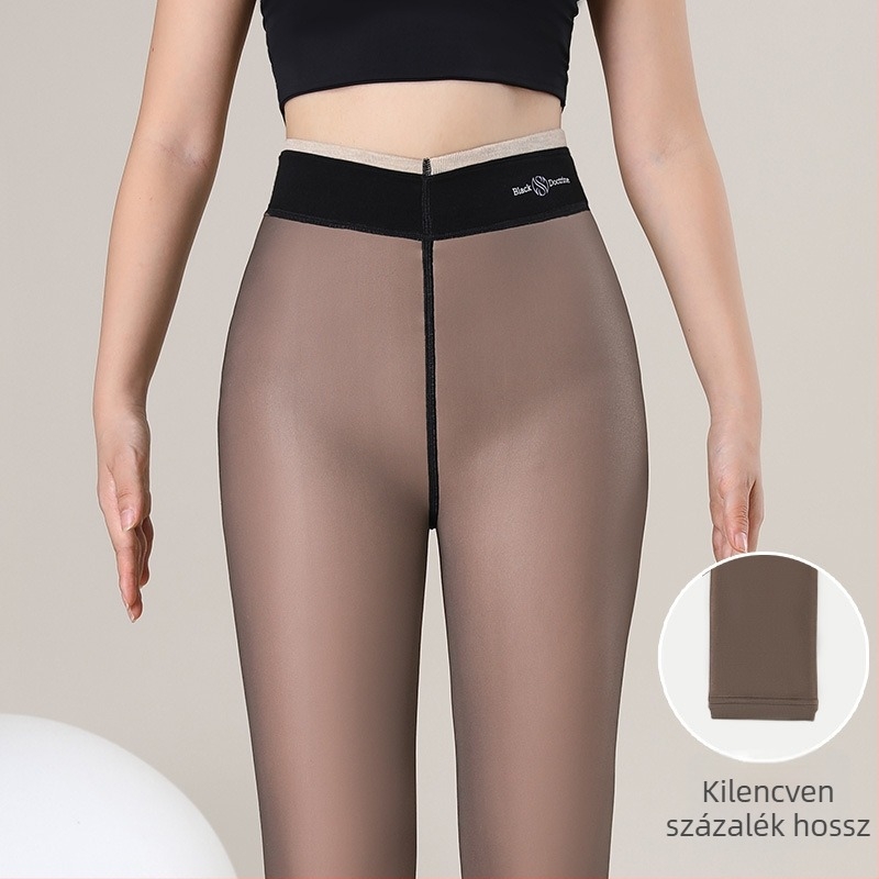 650 g fleece-bélésű vastag leggings alacsony termetű nőknek, nude színben, téli meleg, fenékemelő hatás