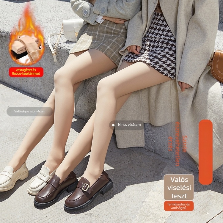 Női harisnya téli fleece béléses, dupla réteg, meleg, magas elasztikusság, nylon-poliészter keverék