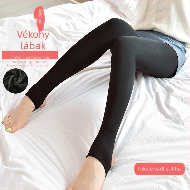 Női harisnya téli fleece béléses, dupla réteg, meleg, magas elasztikusság, nylon-poliészter keverék