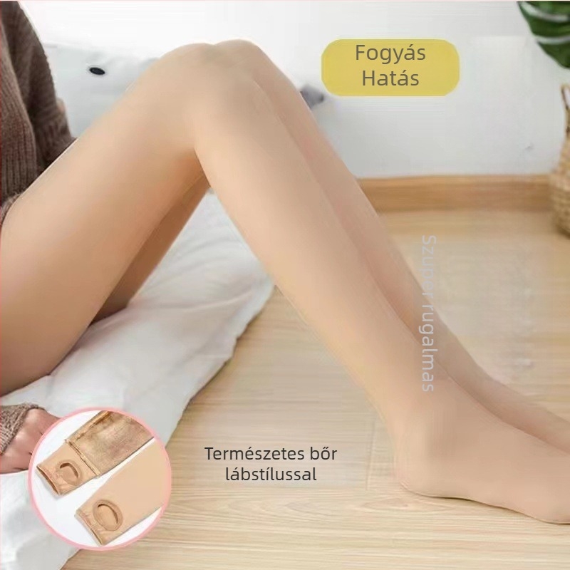 Női harisnya téli fleece béléses, dupla réteg, meleg, magas elasztikusság, nylon-poliészter keverék