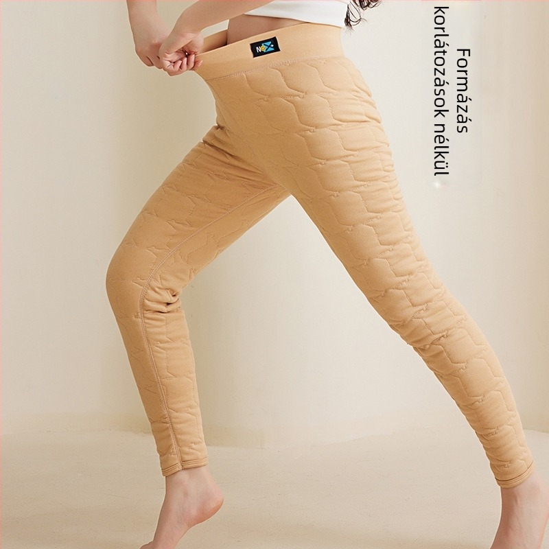 Női selyem-pamut termosz leggings, fleece-béléssel, plusz méret, magas növésűeknek