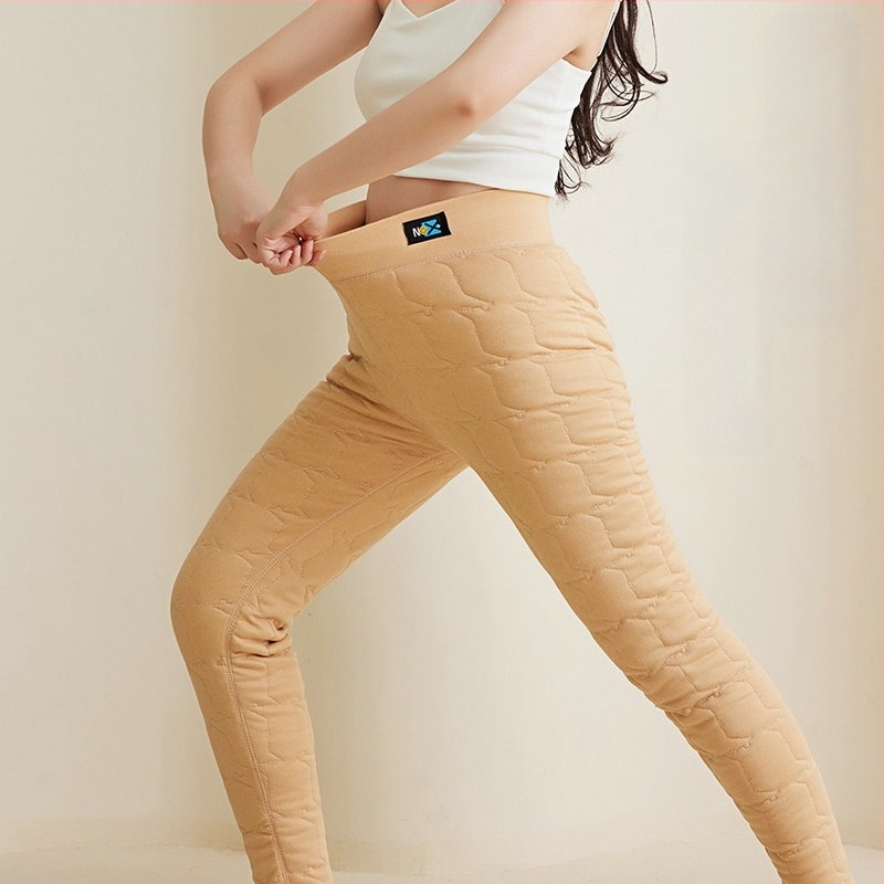Női selyem-pamut termosz leggings, fleece-béléssel, plusz méret, magas növésűeknek