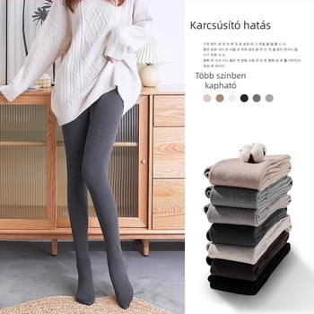 Női thermo leggings 3D bordázott kötés, függőleges csíkokkal, vastag kasmír-keverék, meleg és karcsú vonal