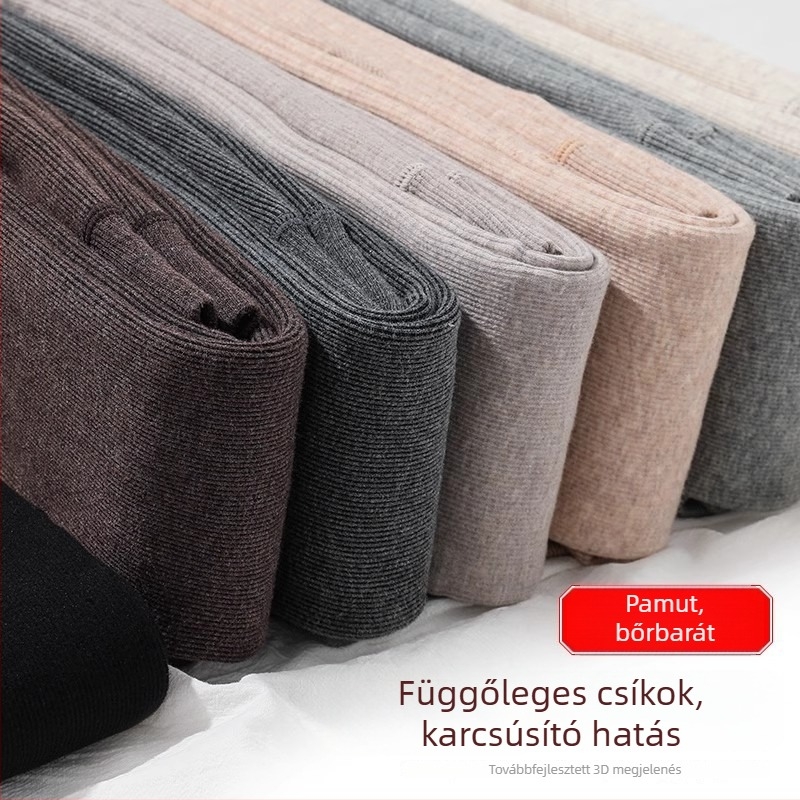 Női thermo leggings 3D bordázott kötés, függőleges csíkokkal, vastag kasmír-keverék, meleg és karcsú vonal