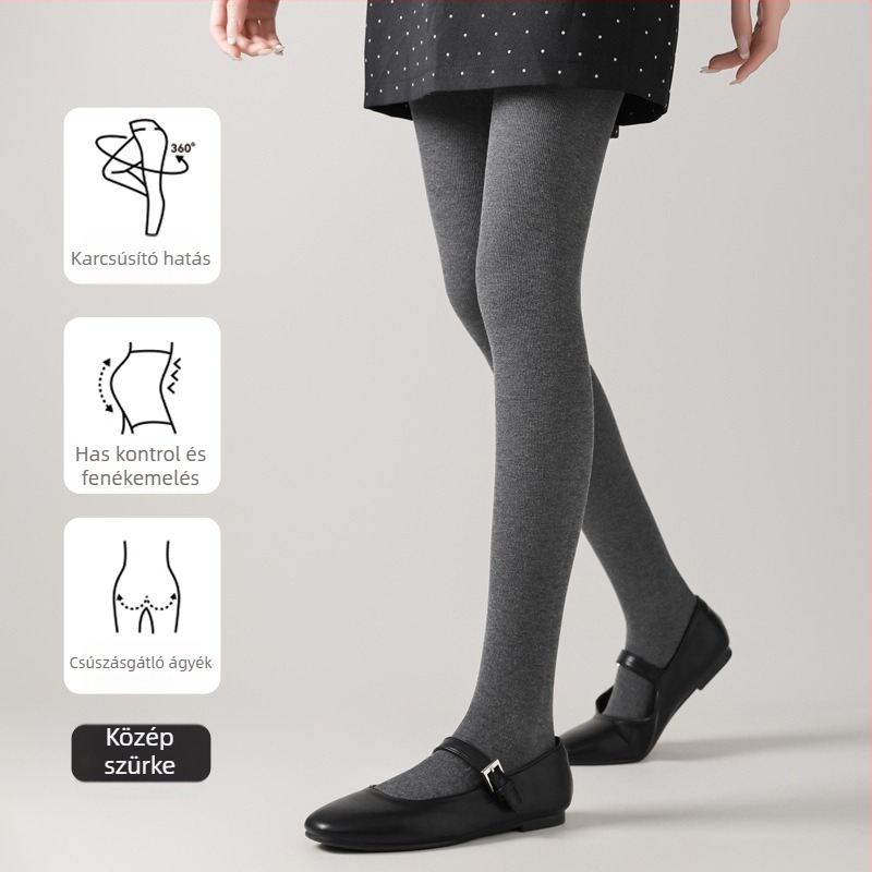 Női thermo leggings 3D bordázott kötés, függőleges csíkokkal, vastag kasmír-keverék, meleg és karcsú vonal