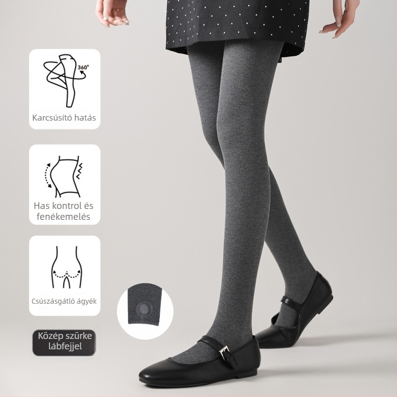 Női thermo leggings 3D bordázott kötés, függőleges csíkokkal, vastag kasmír-keverék, meleg és karcsú vonal